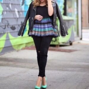 Anthropologie Deletta Black Pleated Top